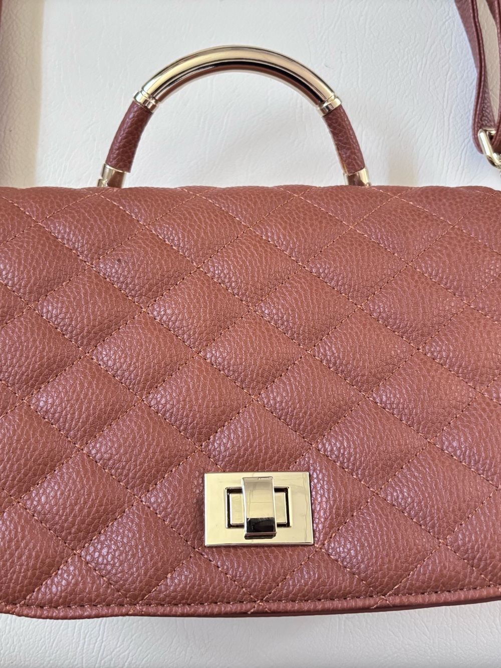 Elizabeth Grant Quilted Top-Handle Women’s Bag in Warm Brown